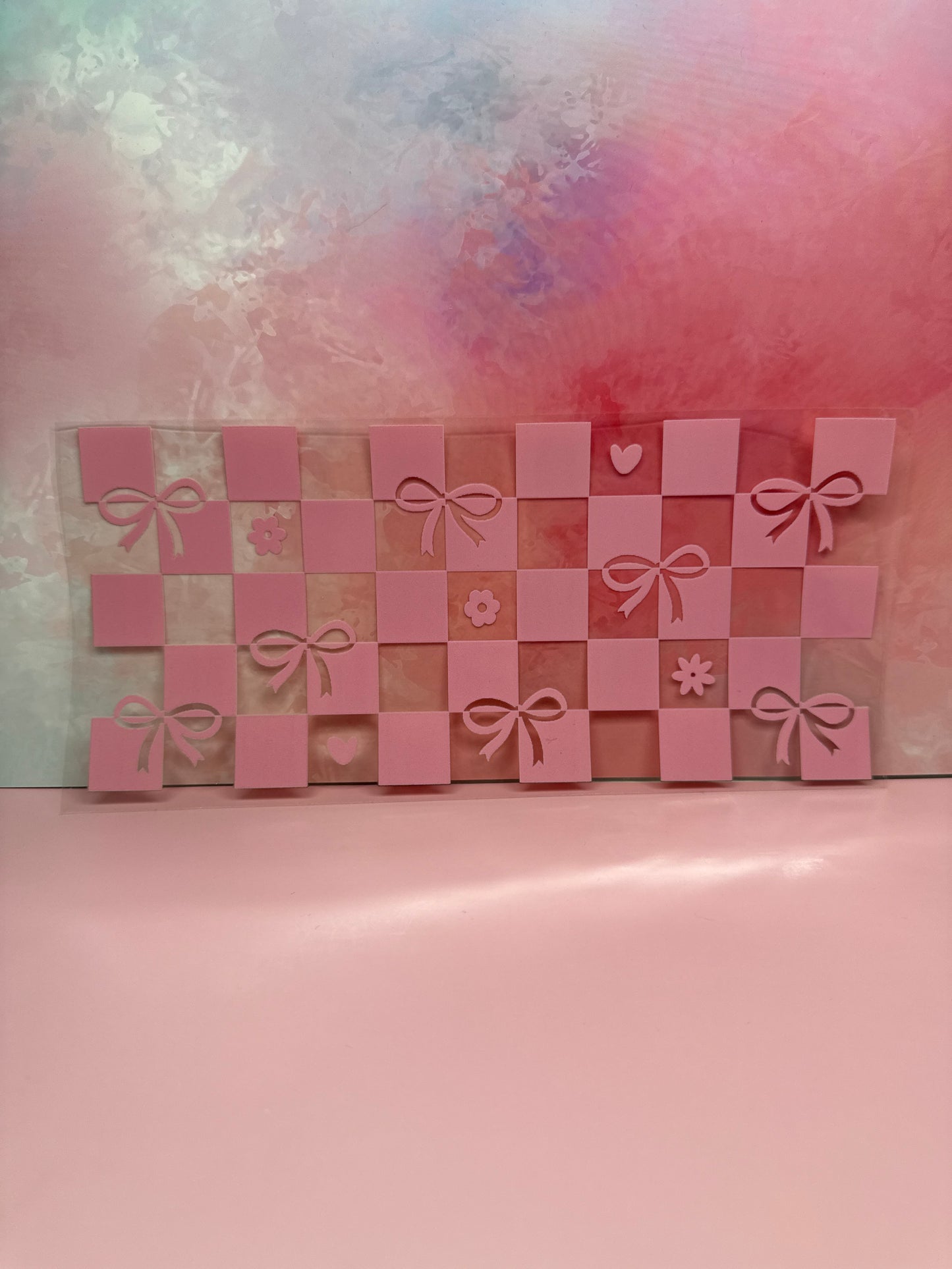 Pink Checkered Bow Wrap