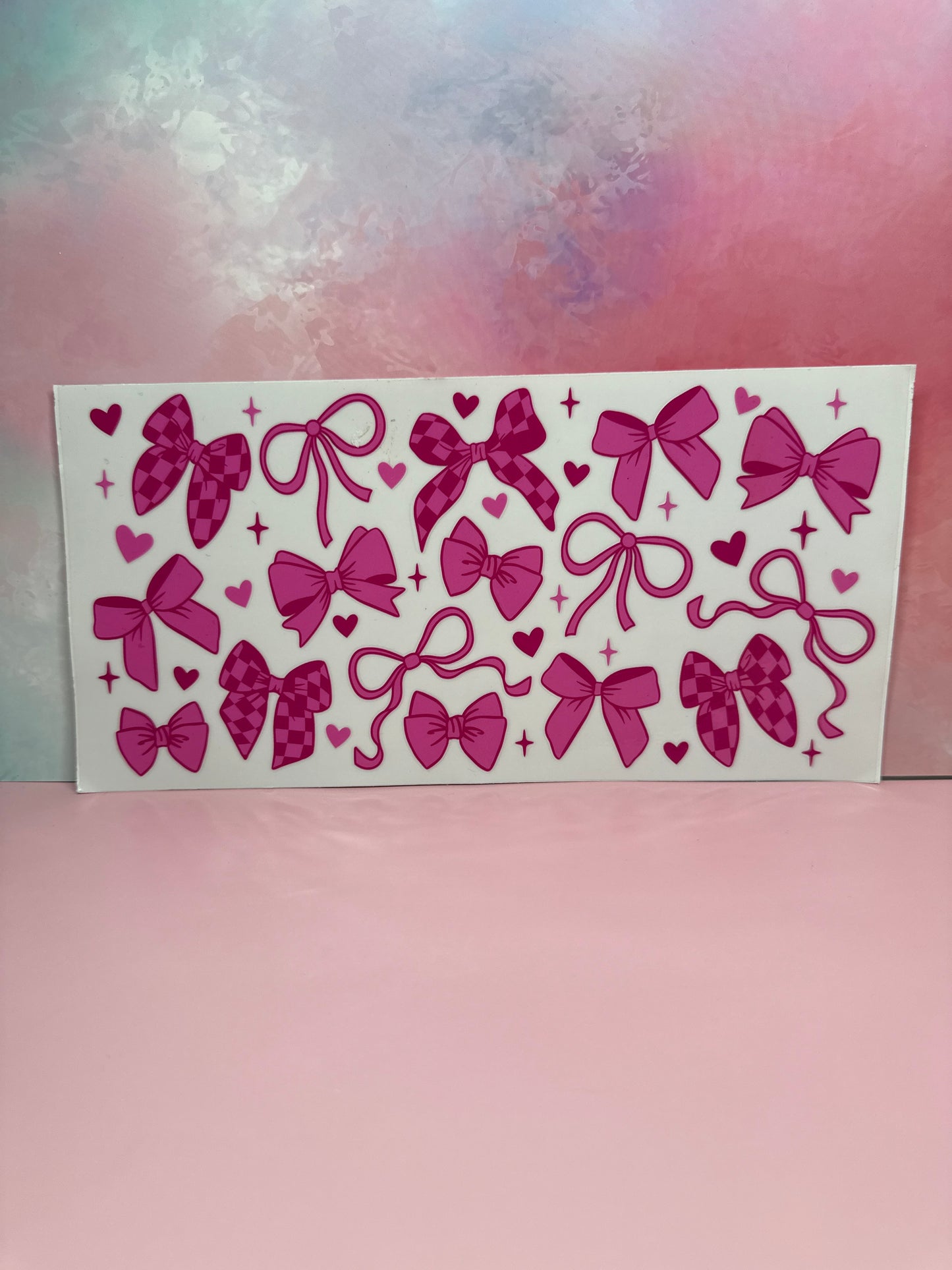Pink Checkered Bow Wrap