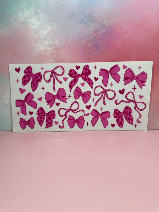 Pink Checkered Bow Wrap