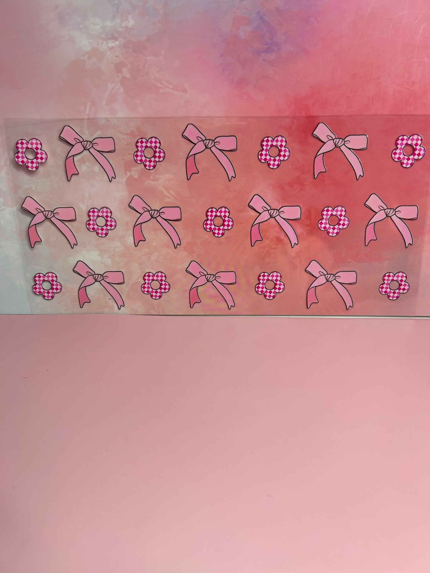 Pink bow & Checkered Daisy Wrap