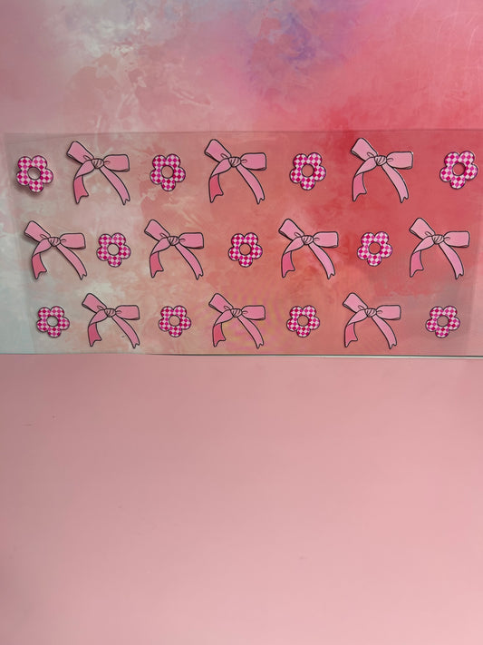 Pink bow & Checkered Daisy Wrap