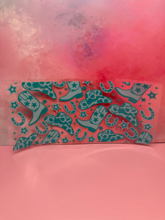 Turquoise Cowgirl Hat & Boots Wrap