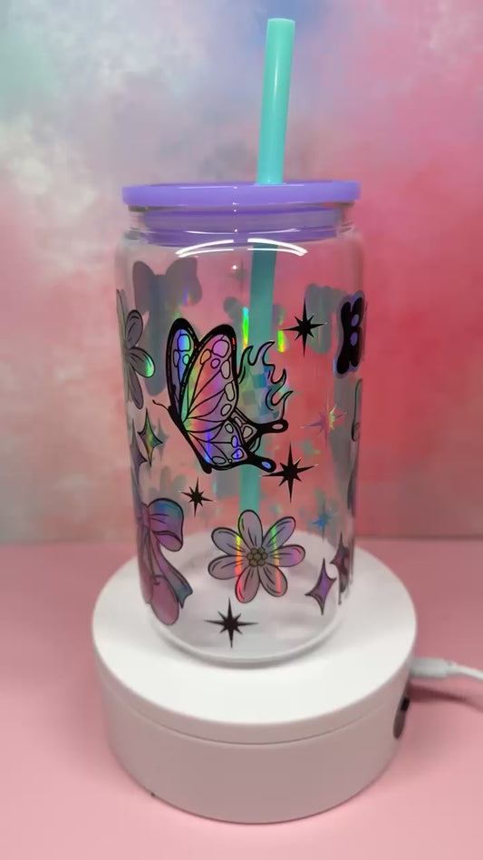 Holographic Berry Sweet 16oz Glass Cup